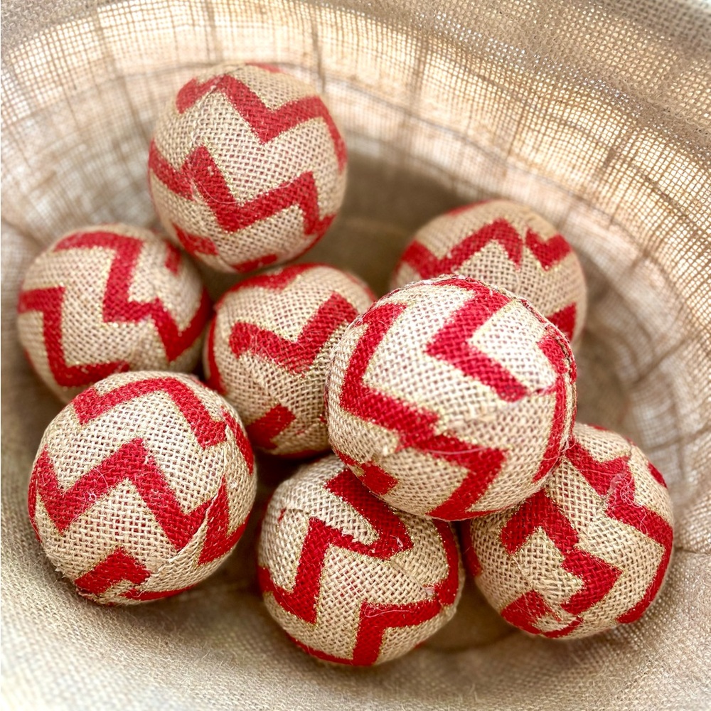 ARTISAN : Set of 8 Holiday Burlap Decorative Globes